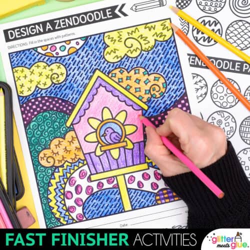 zentangle birdhouse worksheet for kids