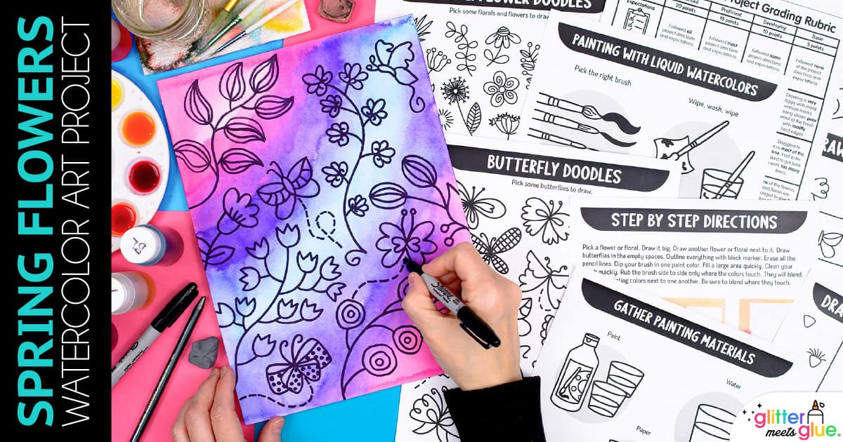 Spring Flowers Watercolor Art Project (2nd Grade) – Movement in Art