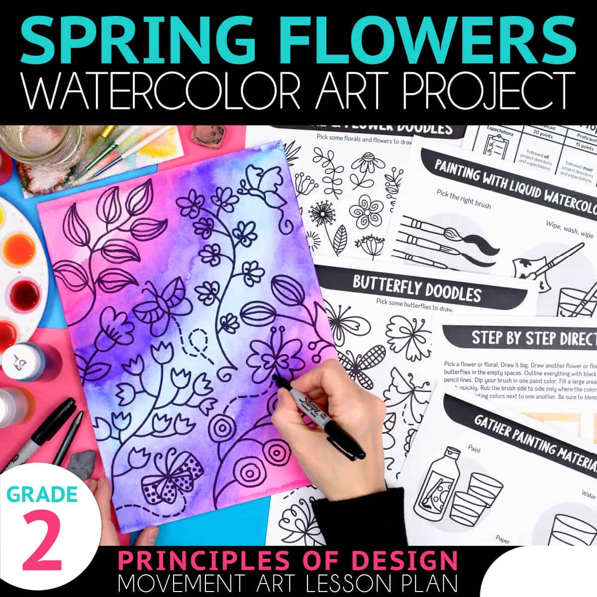 spring flowers watercolor art project