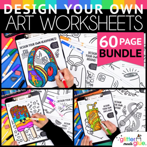 design your own worksheets bundle for elementary and middle school art