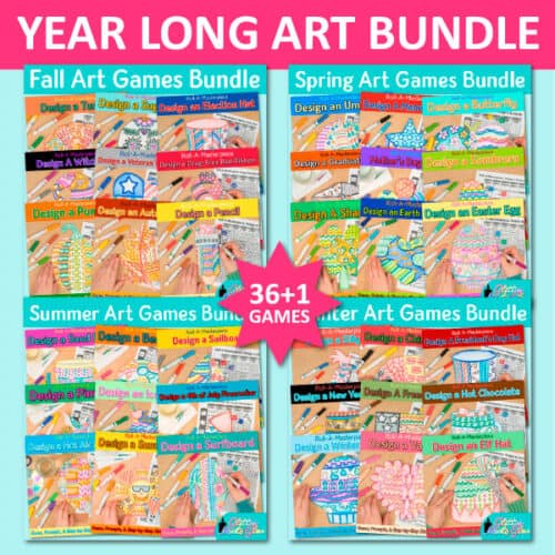 a bundle of 36 art games for kids for every major holiday and season