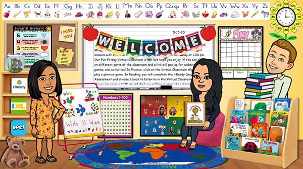 how to design a virtual classroom bitmoji scene