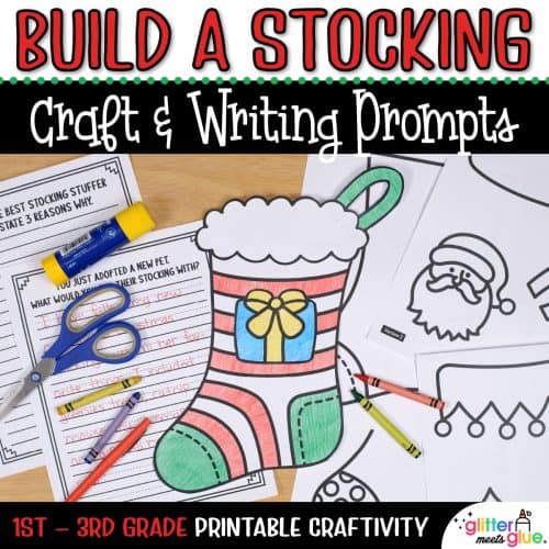 printable christmas stocking coloring craft for first grade
