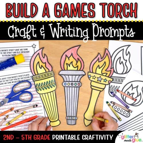 winter games torch coloring craft and writing prompts for kids