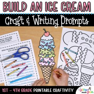 ice cream coloring craft and writing prompts for first grade