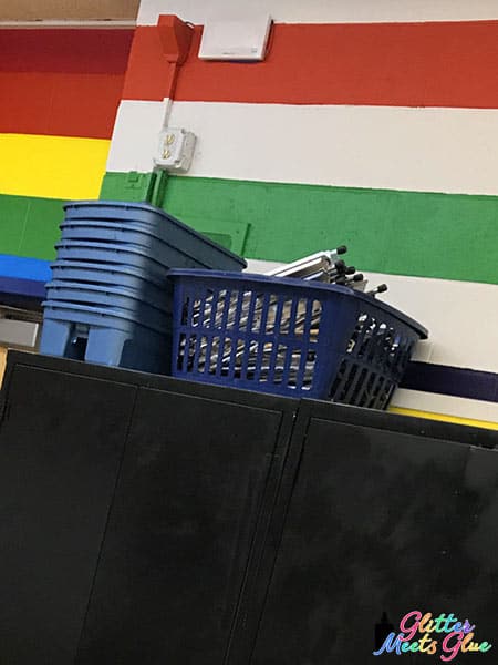 laundry basket in the art room